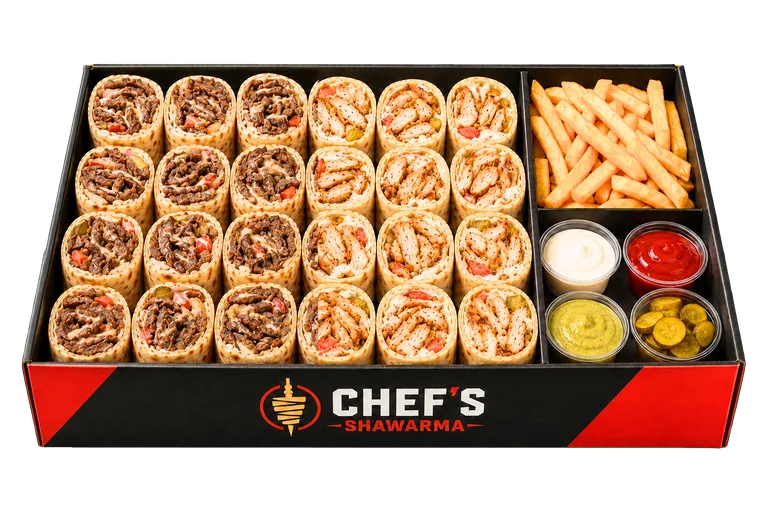 24-piece mixed family platter with fries and sauces